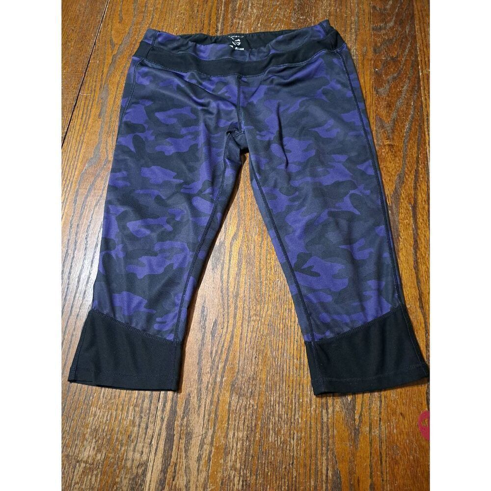 Large Jillian Michaels Impact Purple Black Athletic Athleisure Capri Leggings